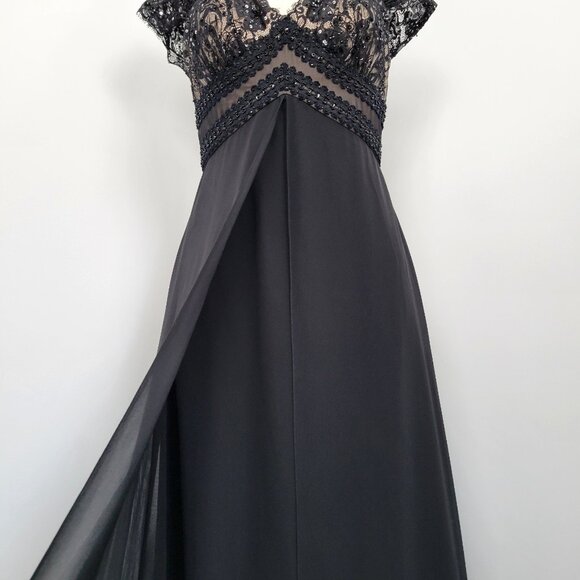 Marina Y2K Lace Beaded Formal Maxi Evening Gown Size 4  Dark Fairy Whimsigoth - Picture 8 of 14